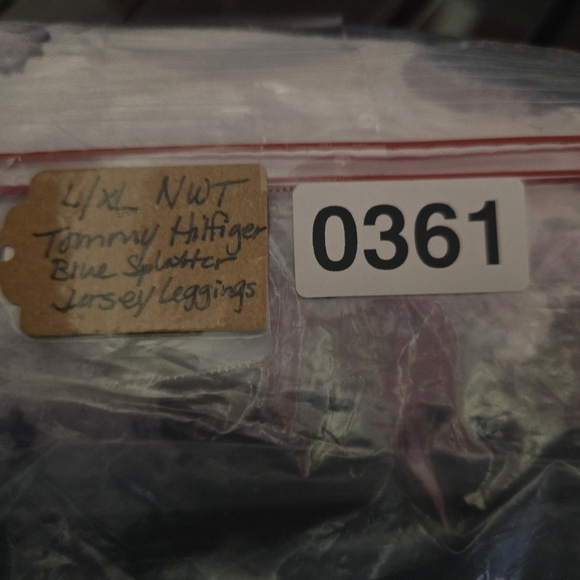 #0361 XL (Tag 1X runs small) NWT TOMMY HILFIGER Blue/Wht Tie Dye Jersey Leggings - Picture 16 of 16